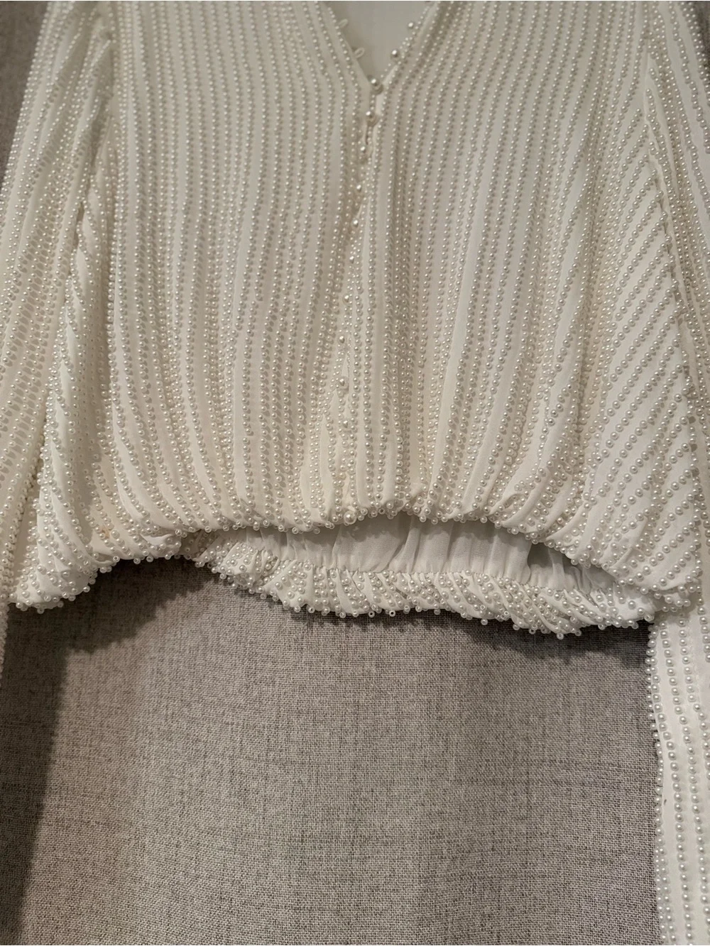 Zara Limited Edition Pearl Embellished Blouse | L